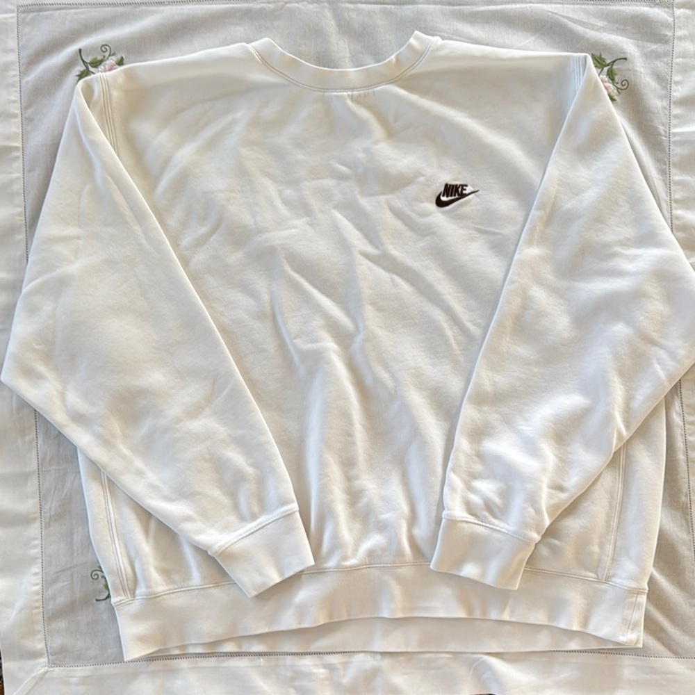 Nike White Crew Neck Sweater Soft Cotton Casual size XXL